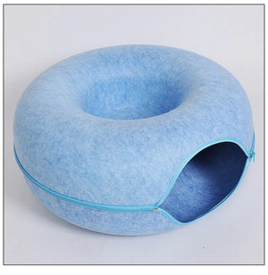 Donut Cat Bed with Interactive Tunnel – Cozy and Fun Hideaway