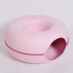 Donut Cat Bed with Interactive Tunnel – Cozy and Fun Hideaway