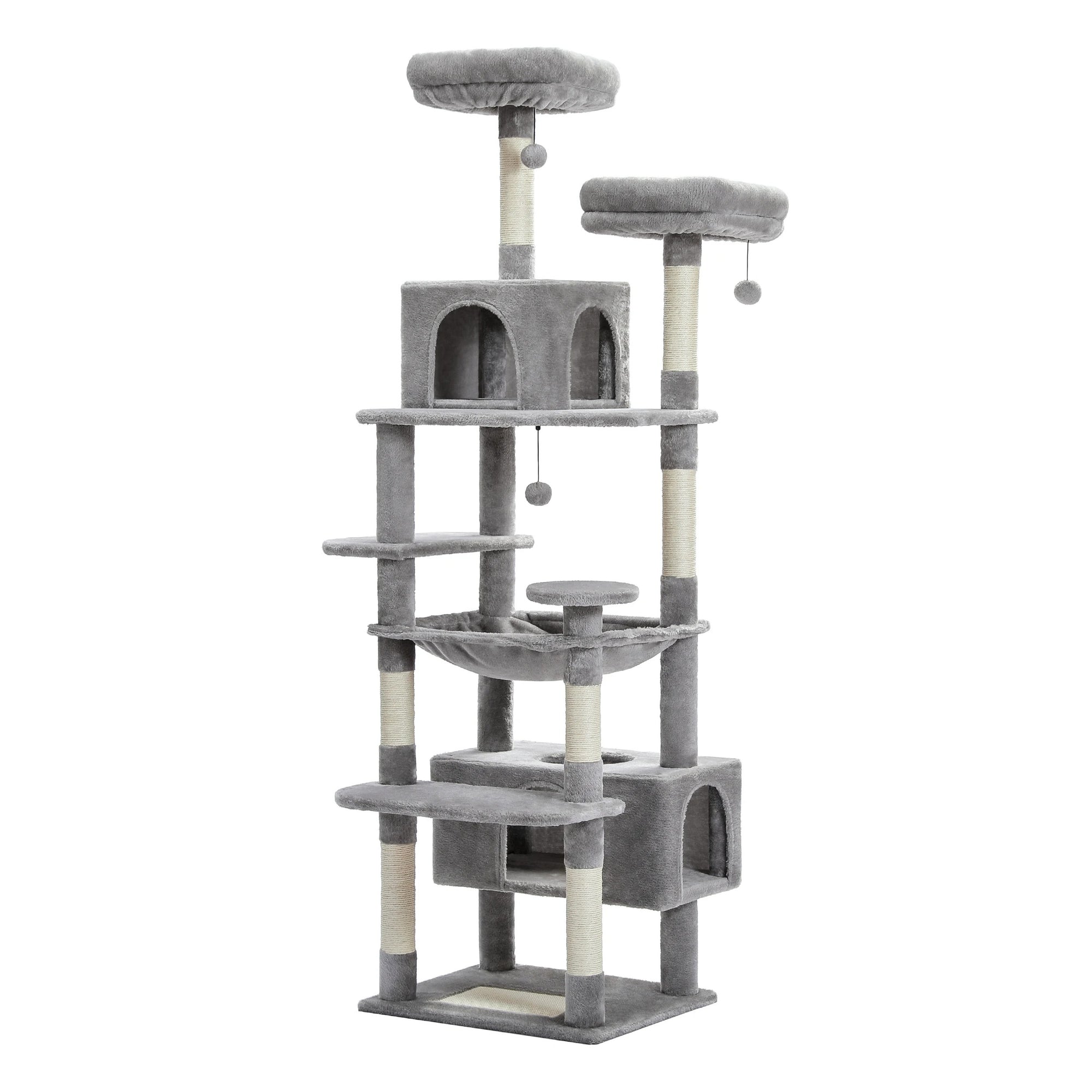 Multi-Level Plush Cat Condo Tower with Scratching Posts & Cozy Beds