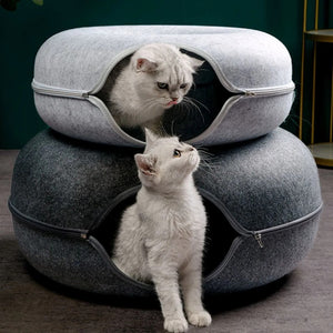 Donut Cat Bed with Interactive Tunnel – Cozy and Fun Hideaway