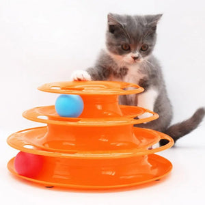 Multi-Level Cat Ball Tower – Rotating Interactive Toy for Cats