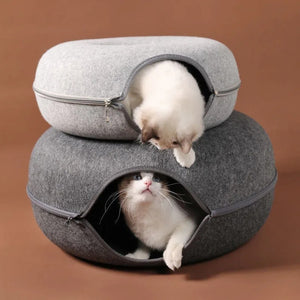 Donut Cat Bed with Interactive Tunnel – Cozy and Fun Hideaway