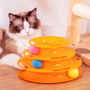 Multi-Level Cat Ball Tower – Rotating Interactive Toy for Cats