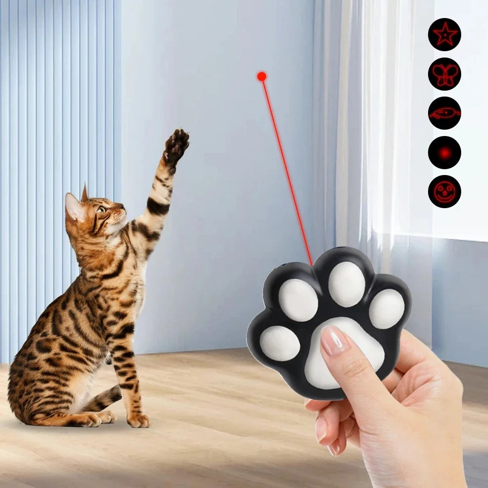 Interactive Paw-Shaped LED Cat Laser Toy | USB Rechargeable Pointer