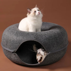 Donut Cat Bed with Interactive Tunnel – Cozy and Fun Hideaway