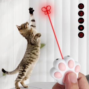 Interactive Paw-Shaped LED Cat Laser Toy | USB Rechargeable Pointer