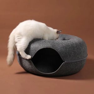 Donut Cat Bed with Interactive Tunnel – Cozy and Fun Hideaway