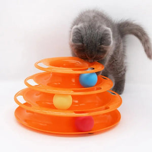 Multi-Level Cat Ball Tower – Rotating Interactive Toy for Cats