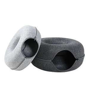 Donut Cat Bed with Interactive Tunnel – Cozy and Fun Hideaway