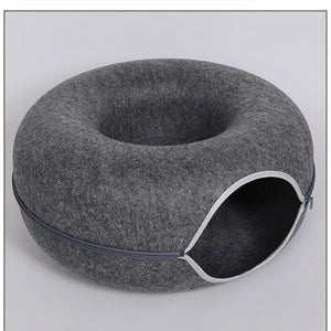 Donut Cat Bed with Interactive Tunnel – Cozy and Fun Hideaway