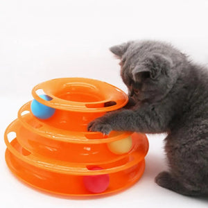 Multi-Level Cat Ball Tower – Rotating Interactive Toy for Cats